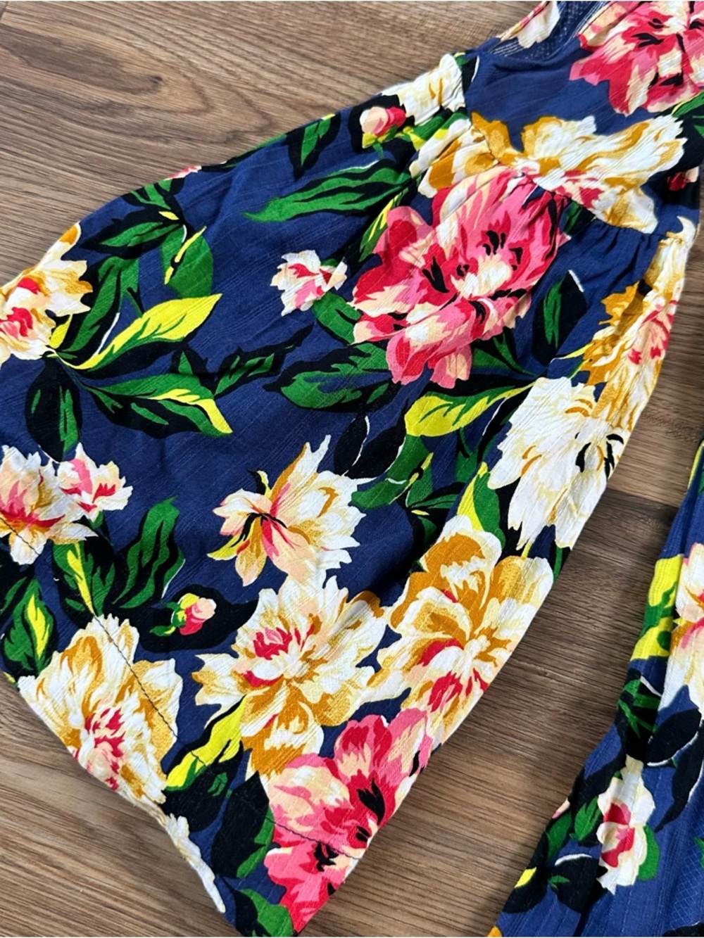 Farm Rio Floral Tunic Dress Shirt Split Sleeve Small Bell Sleeve Boho Hippie - Picture 3 of 9